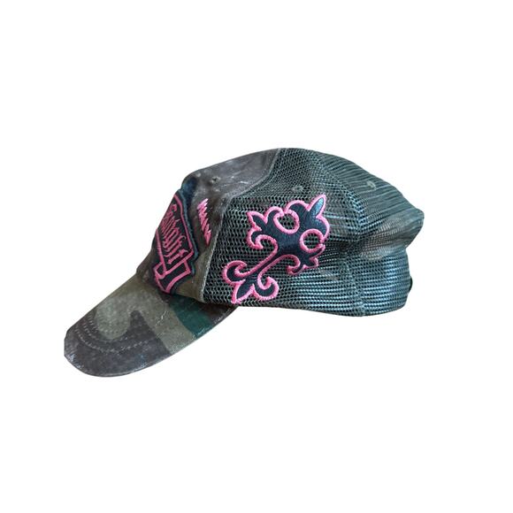 Jaded by Knight Vintage Y2K Camo Dead Bi-Nits Mesh Unisex Cross Trucker Hat RARE